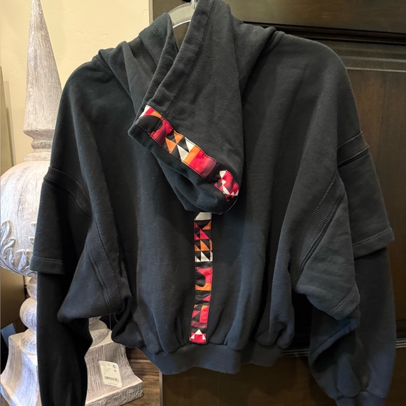 FP Movement by Free People Snow Flow Black Hoodie with Pink Geometric Accents - Picture 7 of 16